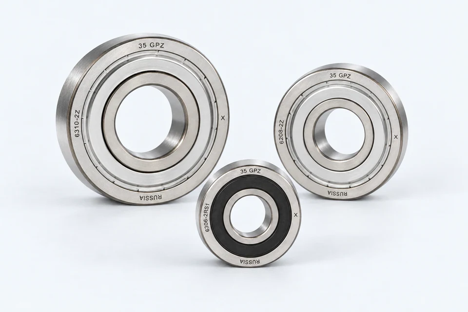 Шариковые подшипники 35 GPZ: 6310-2Z, 6208-2Z и 6306-2RS1 с защитными шайбами и уплотнениями